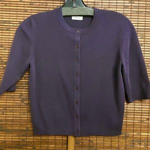 Akris Punto Sz 6 Dusty Purple SS 100% Wool Button-up Cropped Sweater